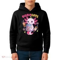 Boba Tea Bubble Tea Milk Tea Anime Axolotl Cute Kawaii Gift Kids Hoodie thumb 4