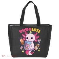 Boba Tea Bubble Tea Milk Tea Anime Axolotl Cute Kawaii Gift Tote Bag thumb 0
