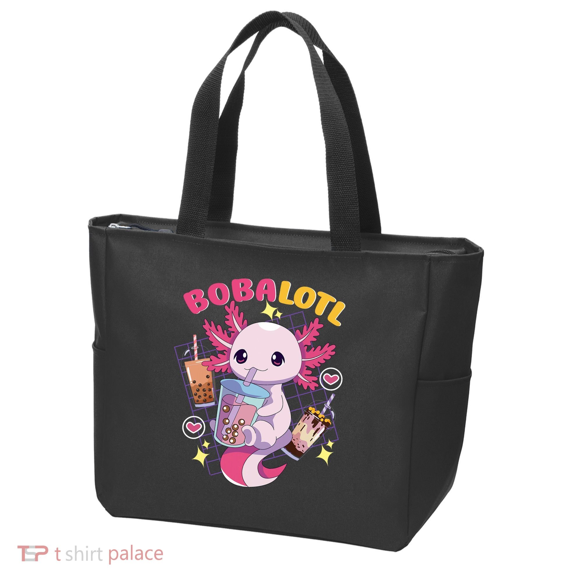 Boba Tea Bubble Tea Milk Tea Anime Axolotl Cute Kawaii Gift Tote Bag