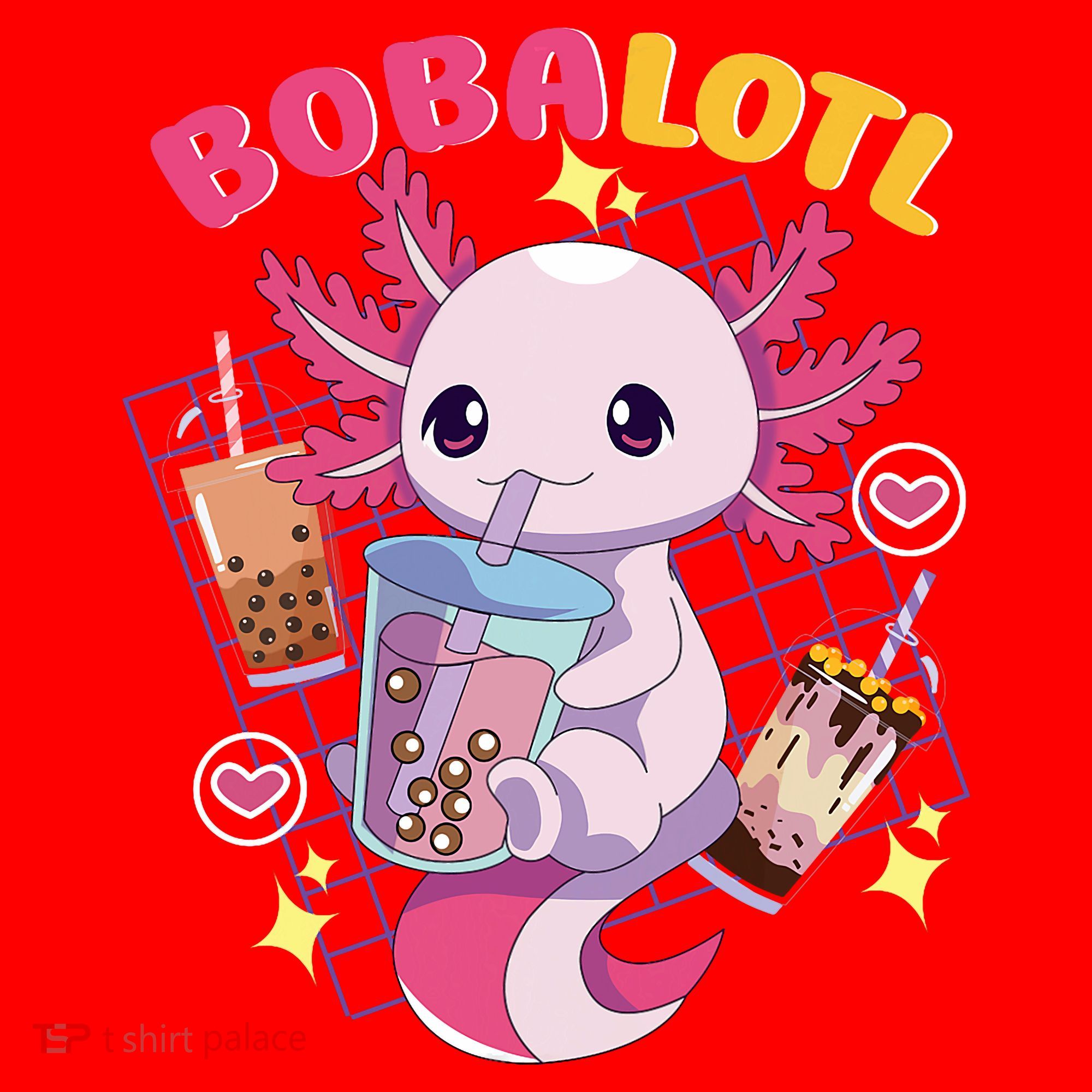 Boba Tea Bubble Tea Milk Tea Anime Axolotl Cute Kawaii Gift Santa Hat