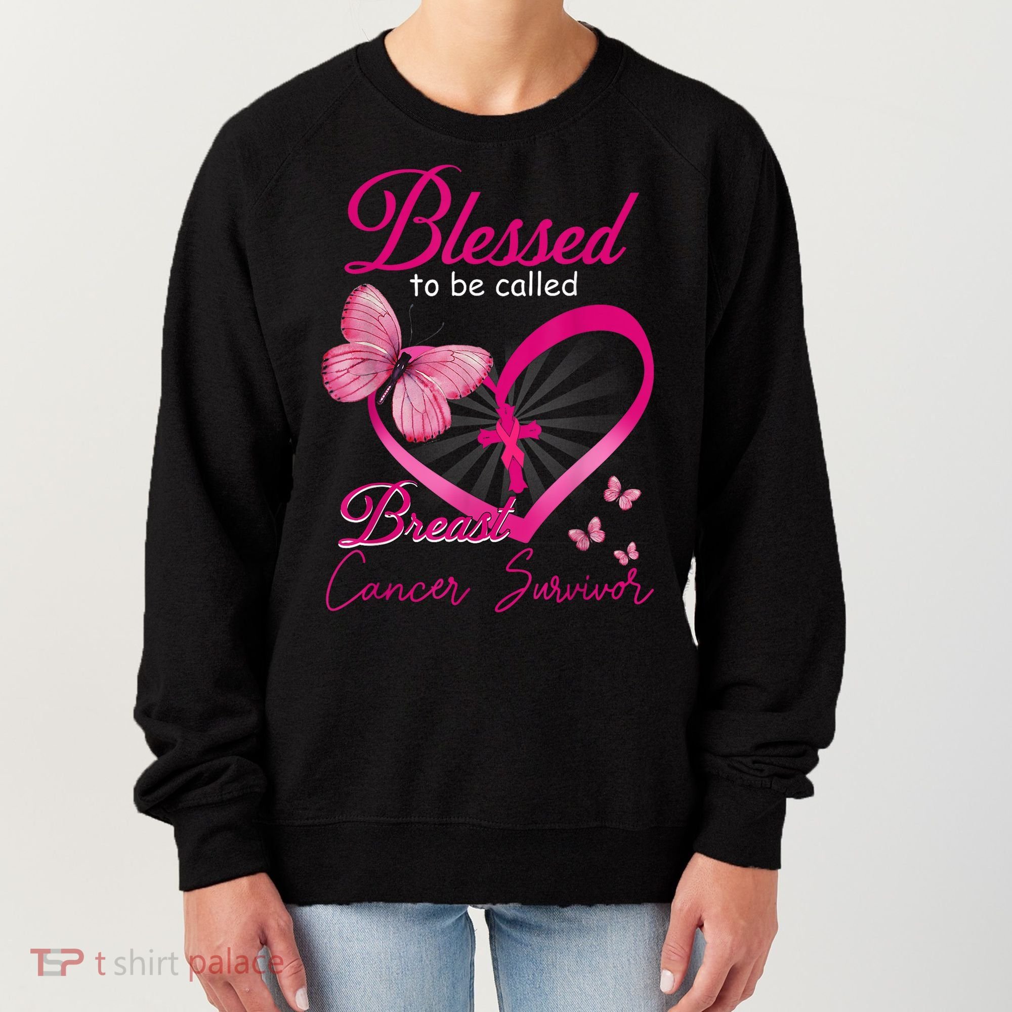 Blessed To Be Called Breast Cancer Survivor Pink Butterfly Women's Sweatshirt