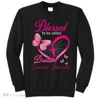 Blessed To Be Called Breast Cancer Survivor Pink Butterfly Sweatshirt thumb 0
