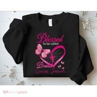 Blessed To Be Called Breast Cancer Survivor Pink Butterfly Sweatshirt thumb 2
