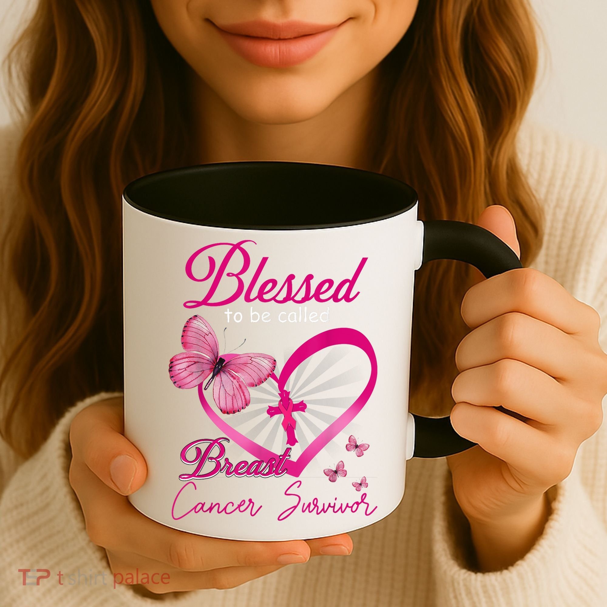 Blessed To Be Called Breast Cancer Survivor Pink Butterfly Coffee Mug