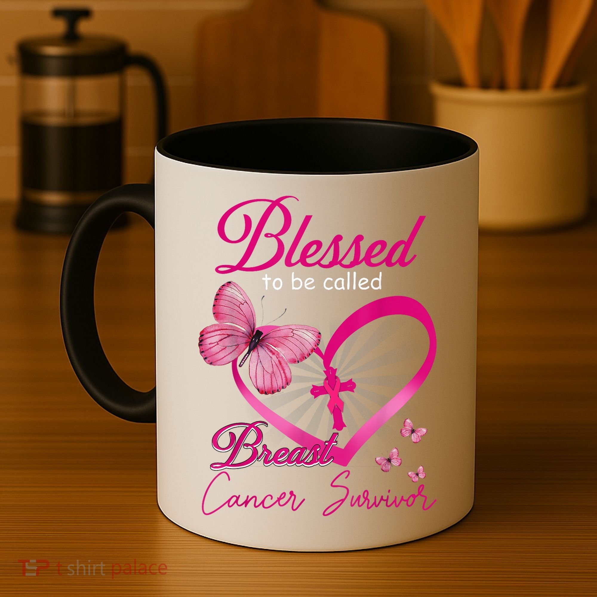 Blessed To Be Called Breast Cancer Survivor Pink Butterfly Coffee Mug