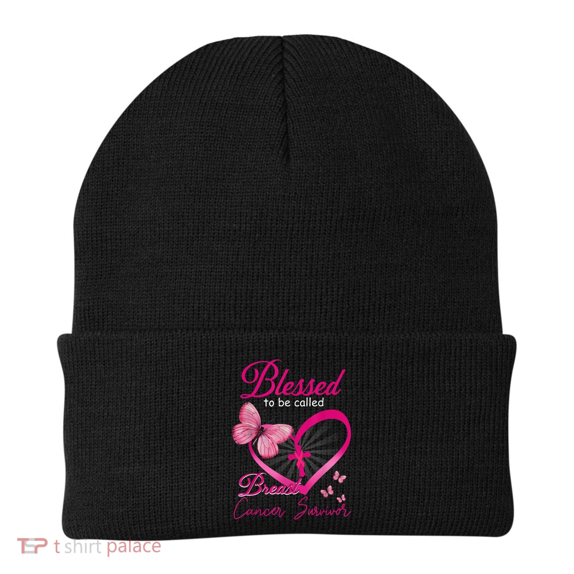 Blessed To Be Called Breast Cancer Survivor Pink Butterfly Beanie