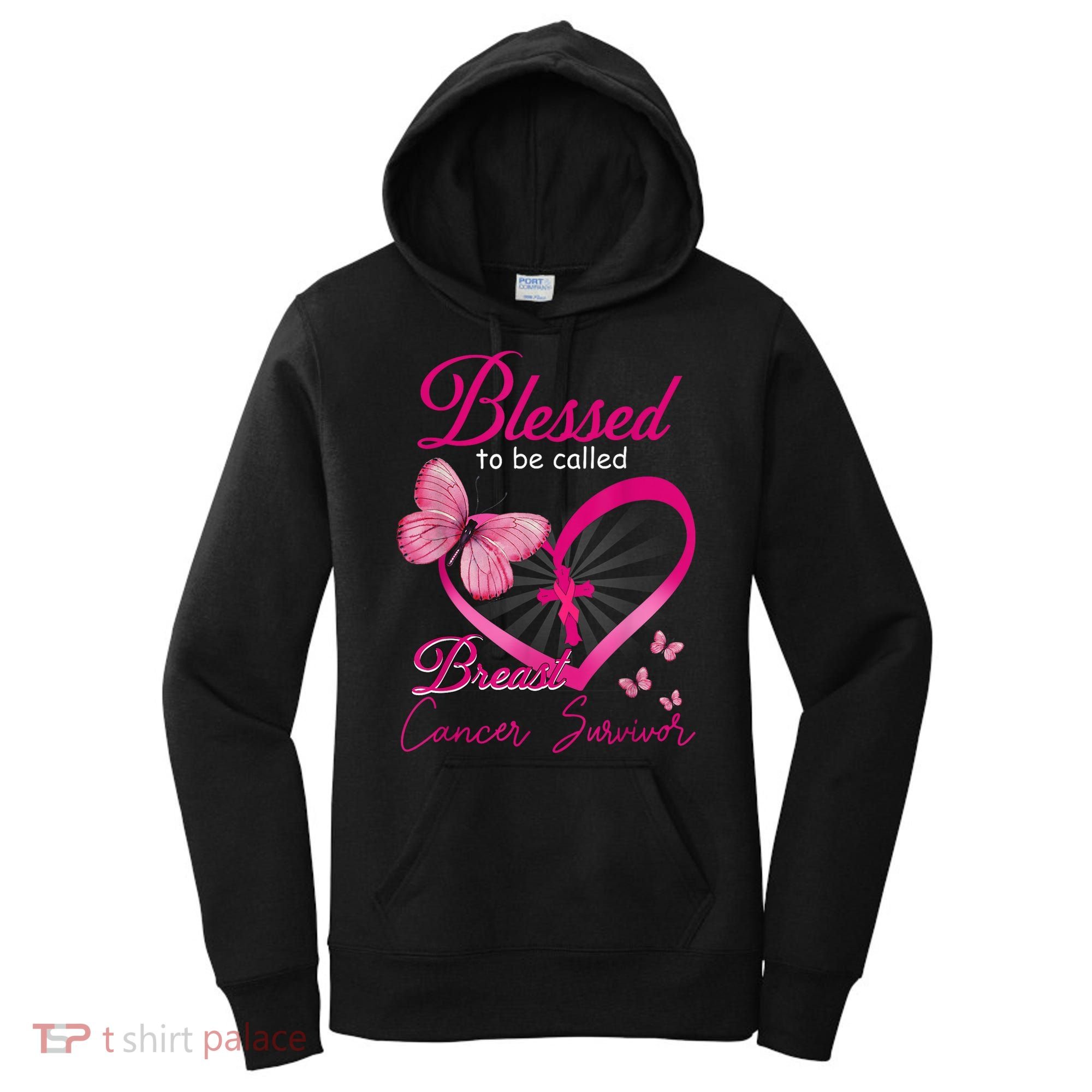Blessed To Be Called Breast Cancer Survivor Pink Butterfly Women's Hoodie