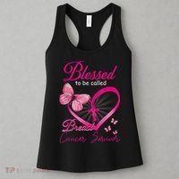 Blessed To Be Called Breast Cancer Survivor Pink Butterfly Women's Tank Top thumb 3