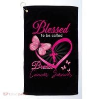 Blessed To Be Called Breast Cancer Survivor Pink Butterfly Golf Towel thumb 0