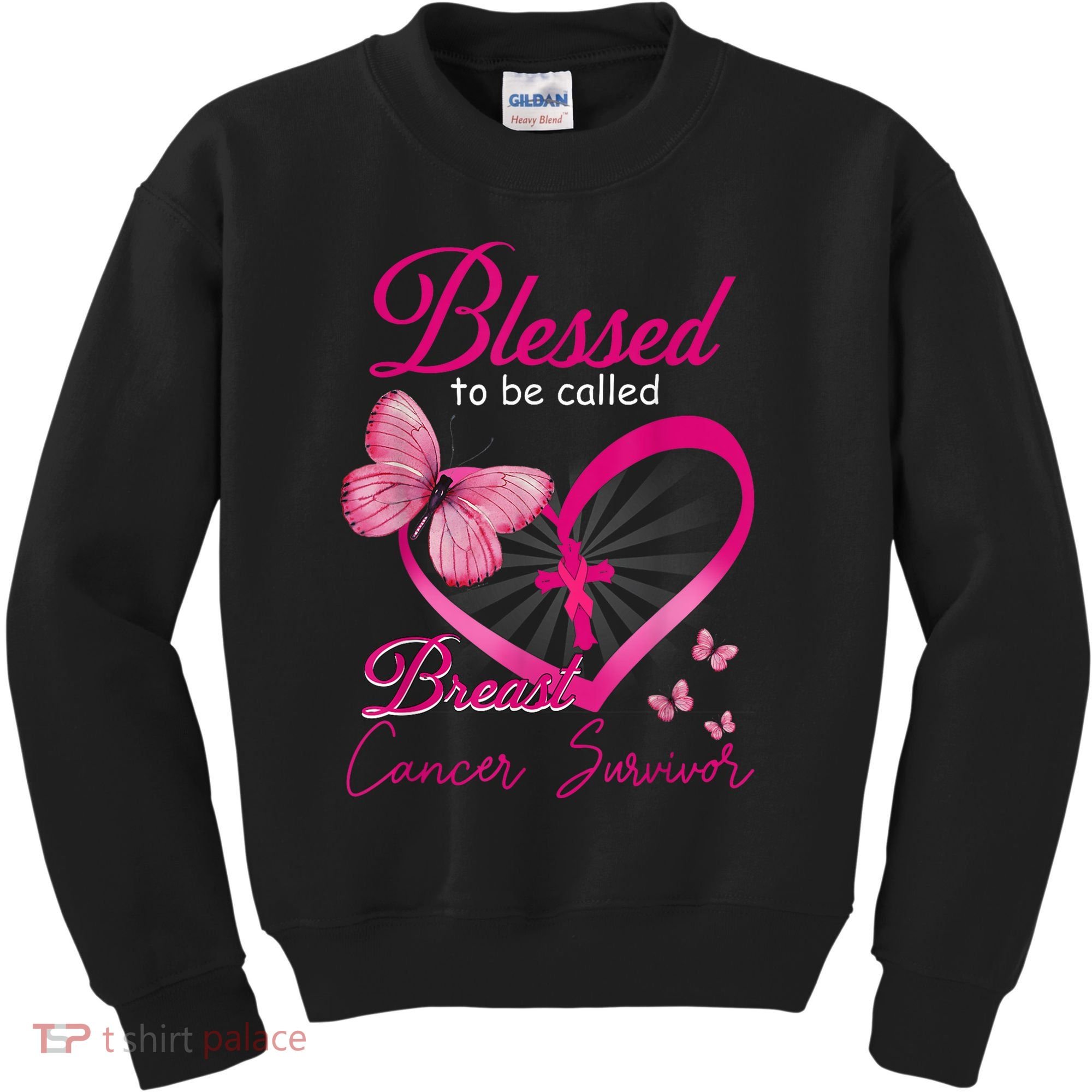 Blessed To Be Called Breast Cancer Survivor Pink Butterfly Kids Sweatshirt