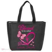 Blessed To Be Called Breast Cancer Survivor Pink Butterfly Tote Bag thumb 0