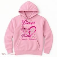 Blessed To Be Called Breast Cancer Survivor Pink Butterfly Hoodie thumb 0