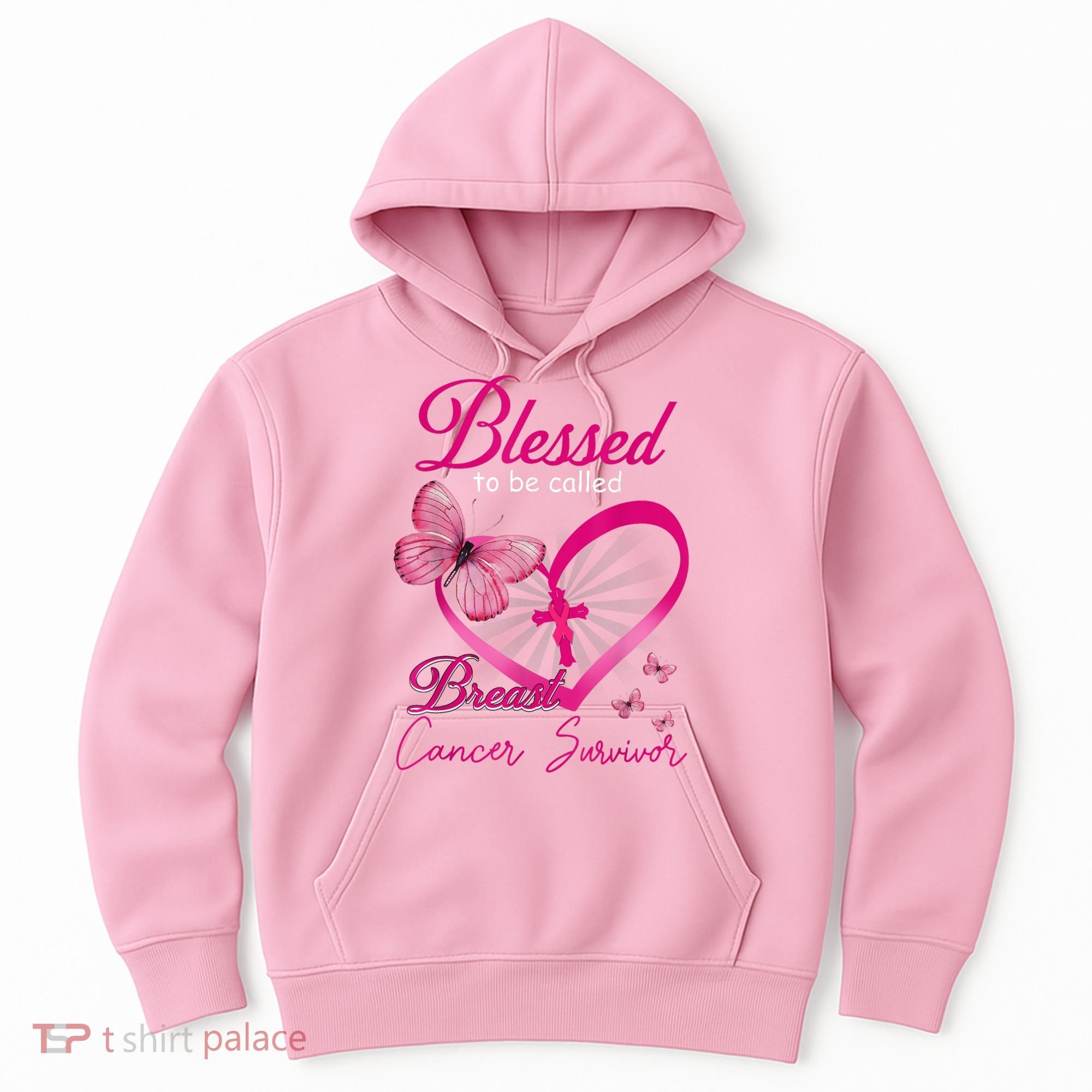 Blessed To Be Called Breast Cancer Survivor Pink Butterfly Hoodie