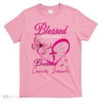 Blessed To Be Called Breast Cancer Survivor Pink Butterfly T-Shirt thumb 0