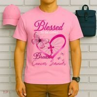 Blessed To Be Called Breast Cancer Survivor Pink Butterfly T-Shirt thumb 6