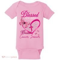 Blessed To Be Called Breast Cancer Survivor Pink Butterfly Baby Bodysuit thumb 0