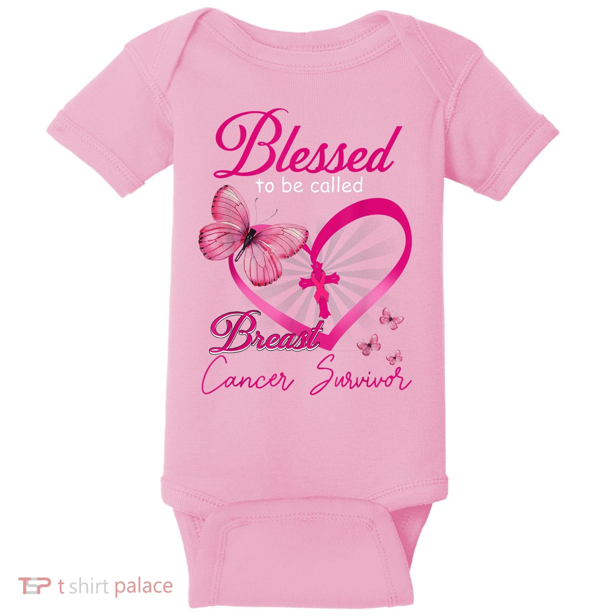 Blessed To Be Called Breast Cancer Survivor Pink Butterfly Baby Bodysuit