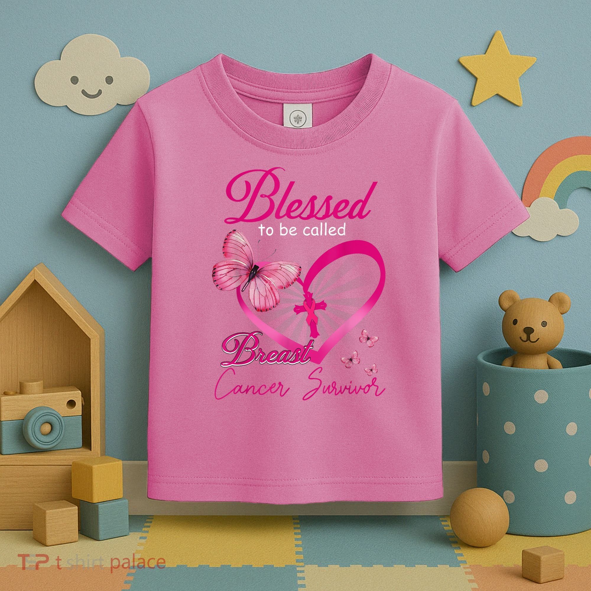 Blessed To Be Called Breast Cancer Survivor Pink Butterfly Toddler T-Shirt