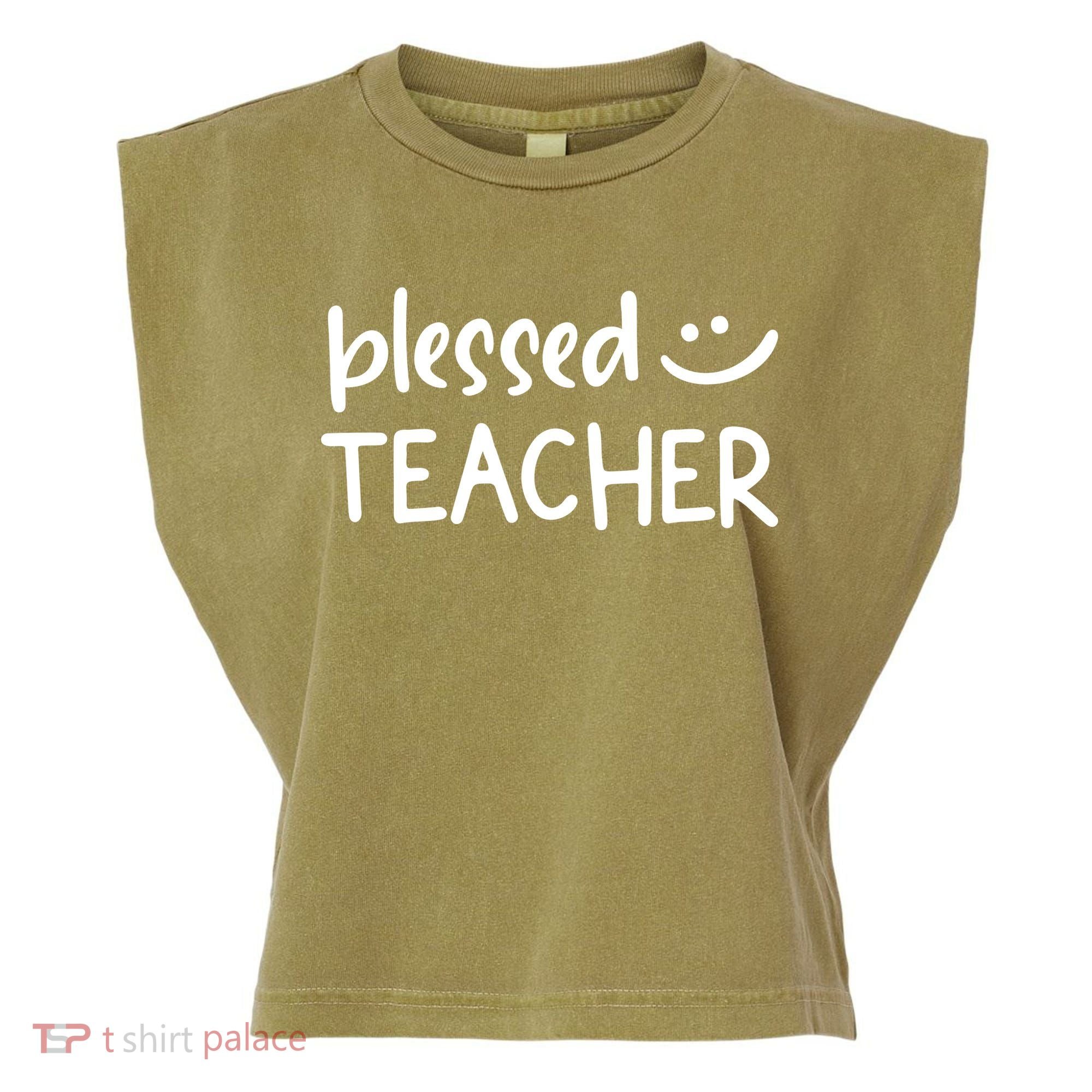 Blessed Teacher Garment-Dyed Women's Muscle Tee