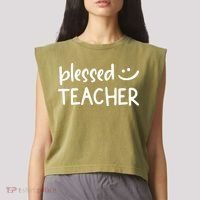 Blessed Teacher Garment-Dyed Women's Muscle Tee thumb 2