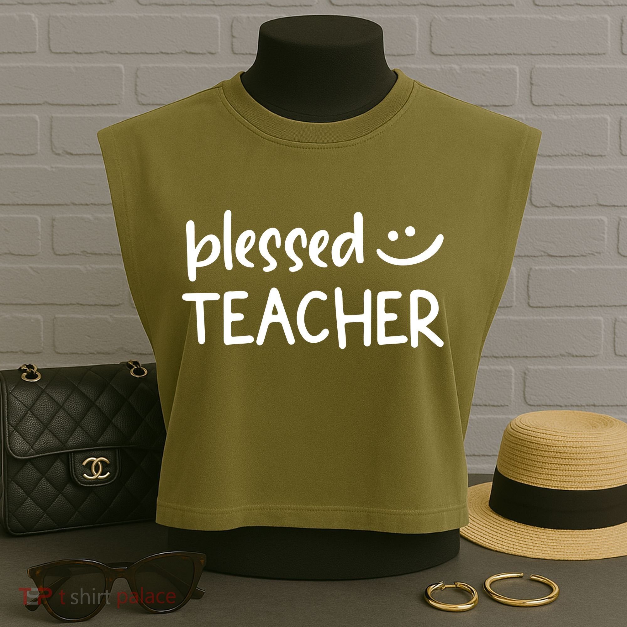 Blessed Teacher Garment-Dyed Women's Muscle Tee