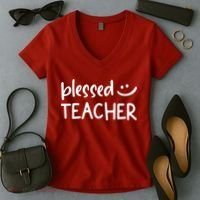 Blessed Teacher Women's V-Neck T-Shirt thumb 2