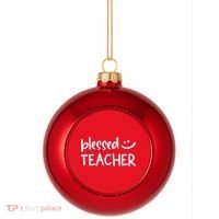 Blessed Teacher Plastic Christmas Ball Ornament thumb 0
