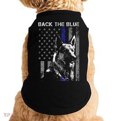 Back The Blue Thin Blue Line Flag K9 German Shepherd Police Doggie Tank