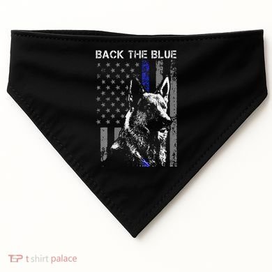 Back The Blue Thin Blue Line Flag K9 German Shepherd Police USA-Made Doggie Bandana