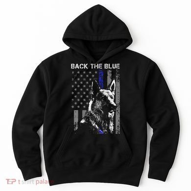 Back The Blue Thin Blue Line Flag K9 German Shepherd Police Hoodie