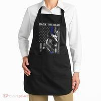 Back The Blue Thin Blue Line Flag K9 German Shepherd Police Apron thumb 2