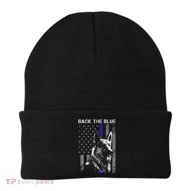 Back The Blue Thin Blue Line Flag K9 German Shepherd Police Beanie