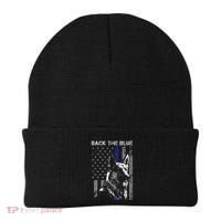 Back The Blue Thin Blue Line Flag K9 German Shepherd Police Beanie thumb 0