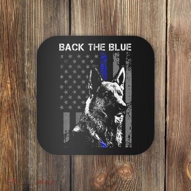 Back The Blue Thin Blue Line Flag K9 German Shepherd Police Coaster