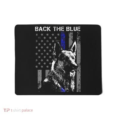 Back The Blue Thin Blue Line Flag K9 German Shepherd Police Mousepad