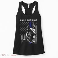 Back The Blue Thin Blue Line Flag K9 German Shepherd Police Women's Tank Top thumb 0