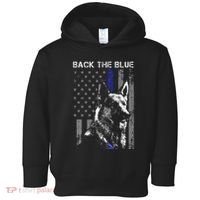 Back The Blue Thin Blue Line Flag K9 German Shepherd Police Toddler Hoodie thumb 0