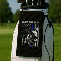Back The Blue Thin Blue Line Flag K9 German Shepherd Police Golf Towel thumb 2