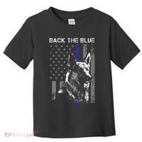 Back The Blue Thin Blue Line Flag K9 German Shepherd Police Toddler T-Shirt thumb 0