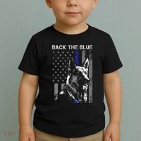 Back The Blue Thin Blue Line Flag K9 German Shepherd Police Toddler T-Shirt thumb 2