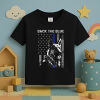 Back The Blue Thin Blue Line Flag K9 German Shepherd Police Toddler T-Shirt thumb 3