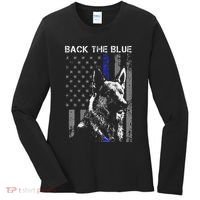 Back The Blue Thin Blue Line Flag K9 German Shepherd Police Women's Long Sleeve Shirt thumb 0