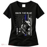 Back The Blue Thin Blue Line Flag K9 German Shepherd Police Women's T-Shirt thumb 0