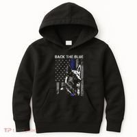 Back The Blue Thin Blue Line Flag K9 German Shepherd Police Kids Hoodie thumb 0