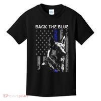 Back The Blue Thin Blue Line Flag K9 German Shepherd Police Kids T-Shirt thumb 0