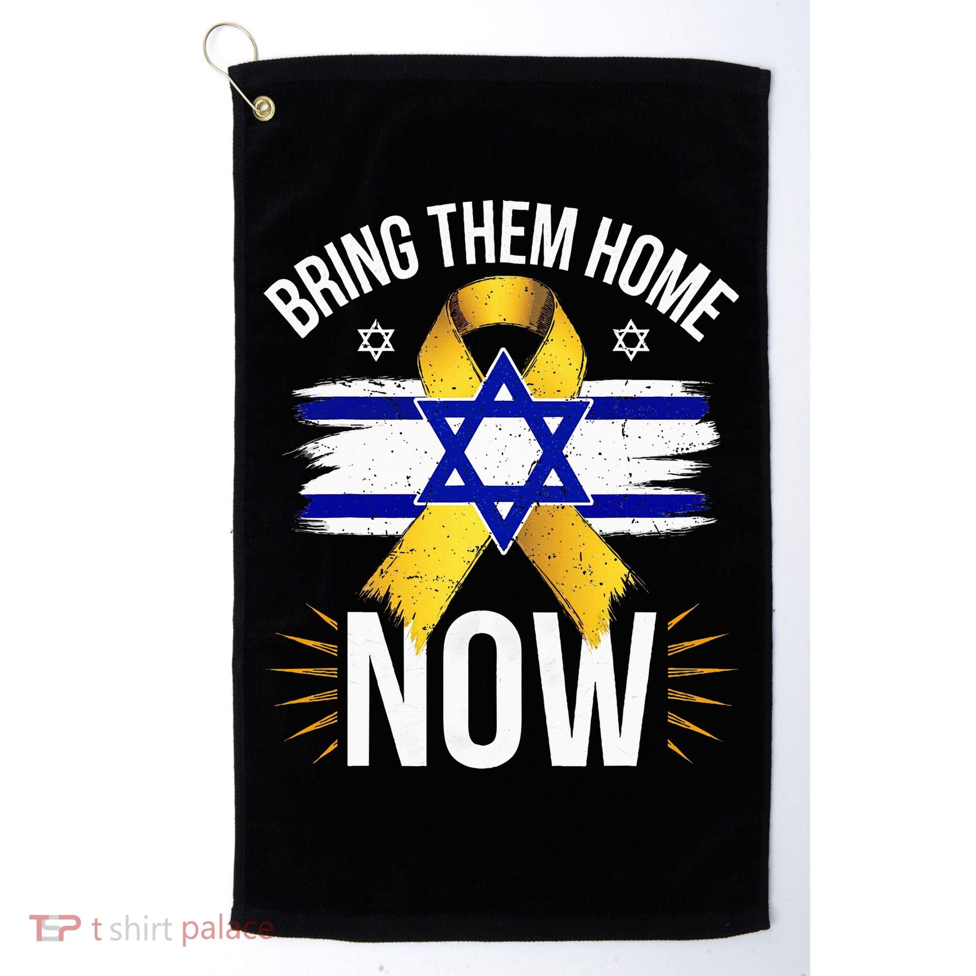 Bring Them Back Home Now Israel Flag Yellow Ribbon Golf Towel