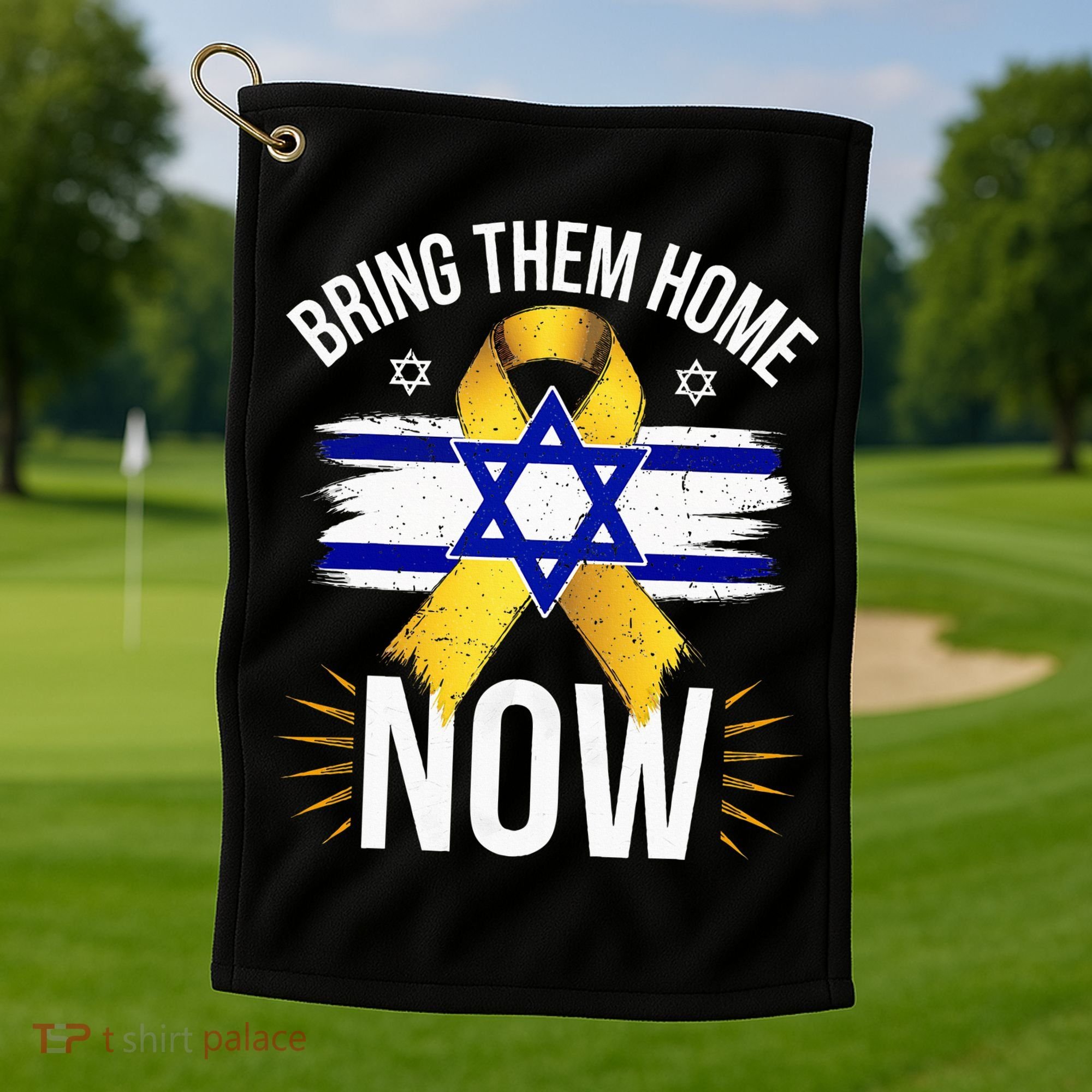 Bring Them Back Home Now Israel Flag Yellow Ribbon Golf Towel