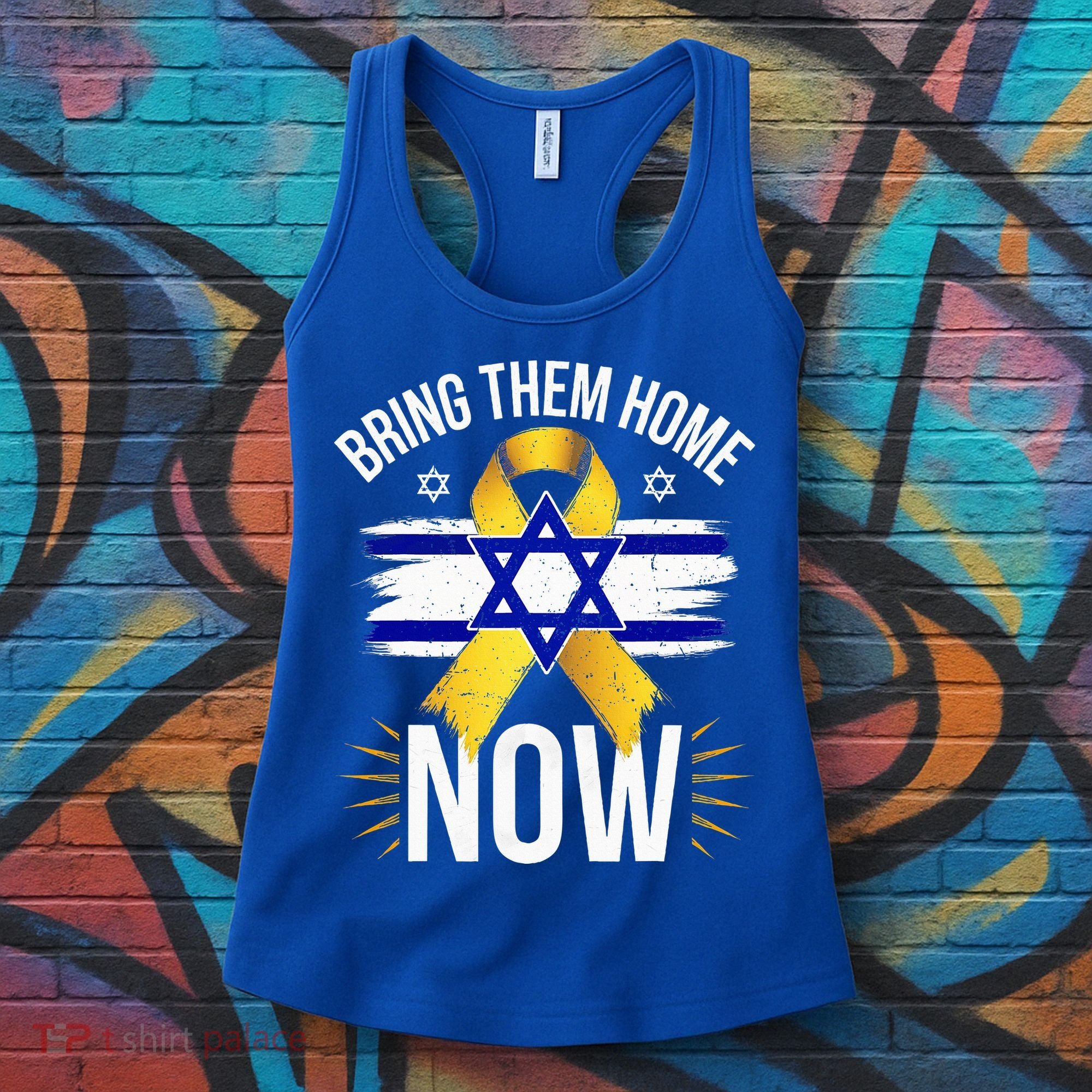 Bring Them Back Home Now Israel Flag Yellow Ribbon Women's Tank Top