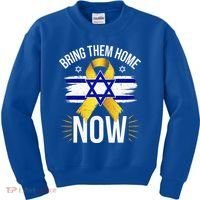 Bring Them Back Home Now Israel Flag Yellow Ribbon Kids Sweatshirt thumb 0