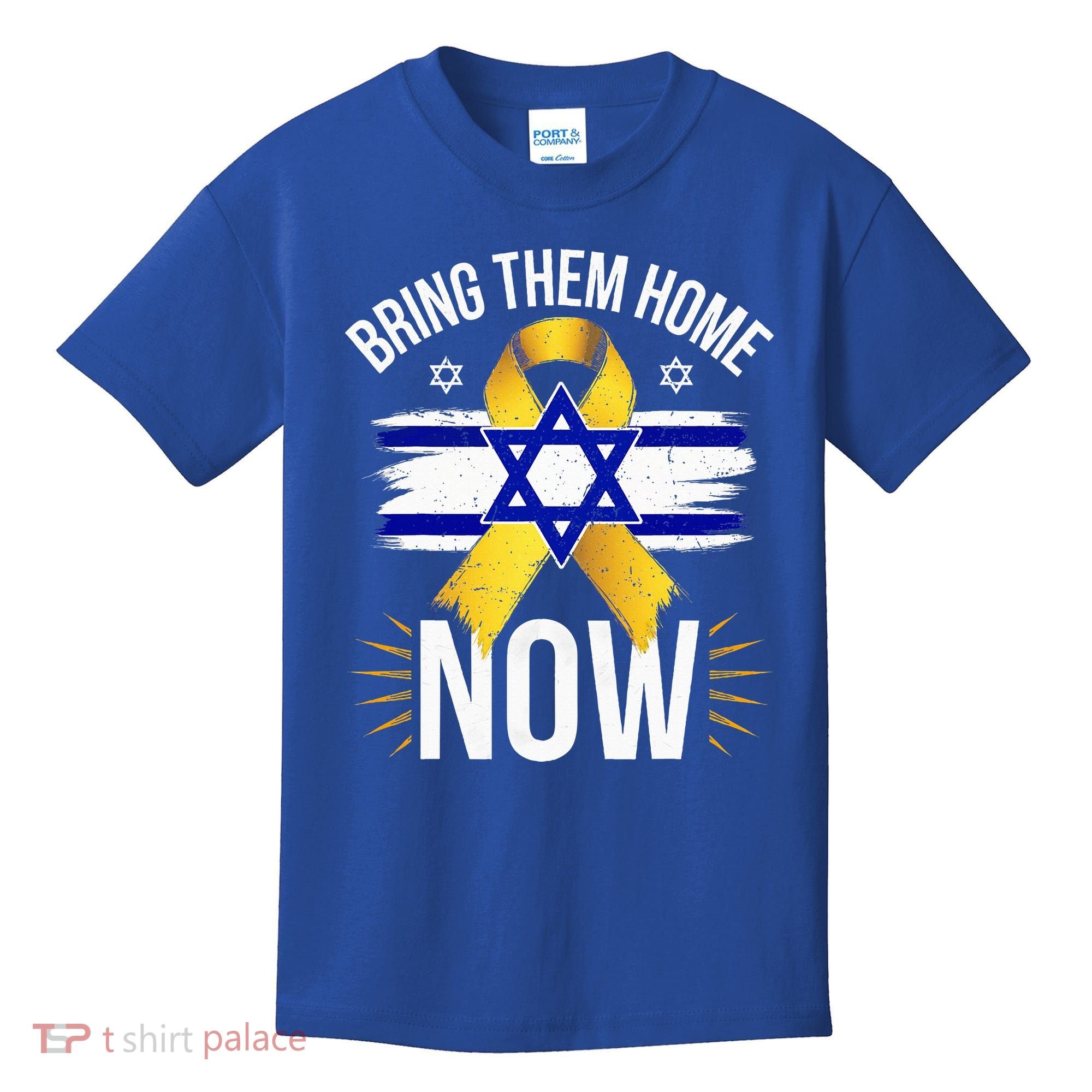Bring Them Back Home Now Israel Flag Yellow Ribbon Kids T-Shirt